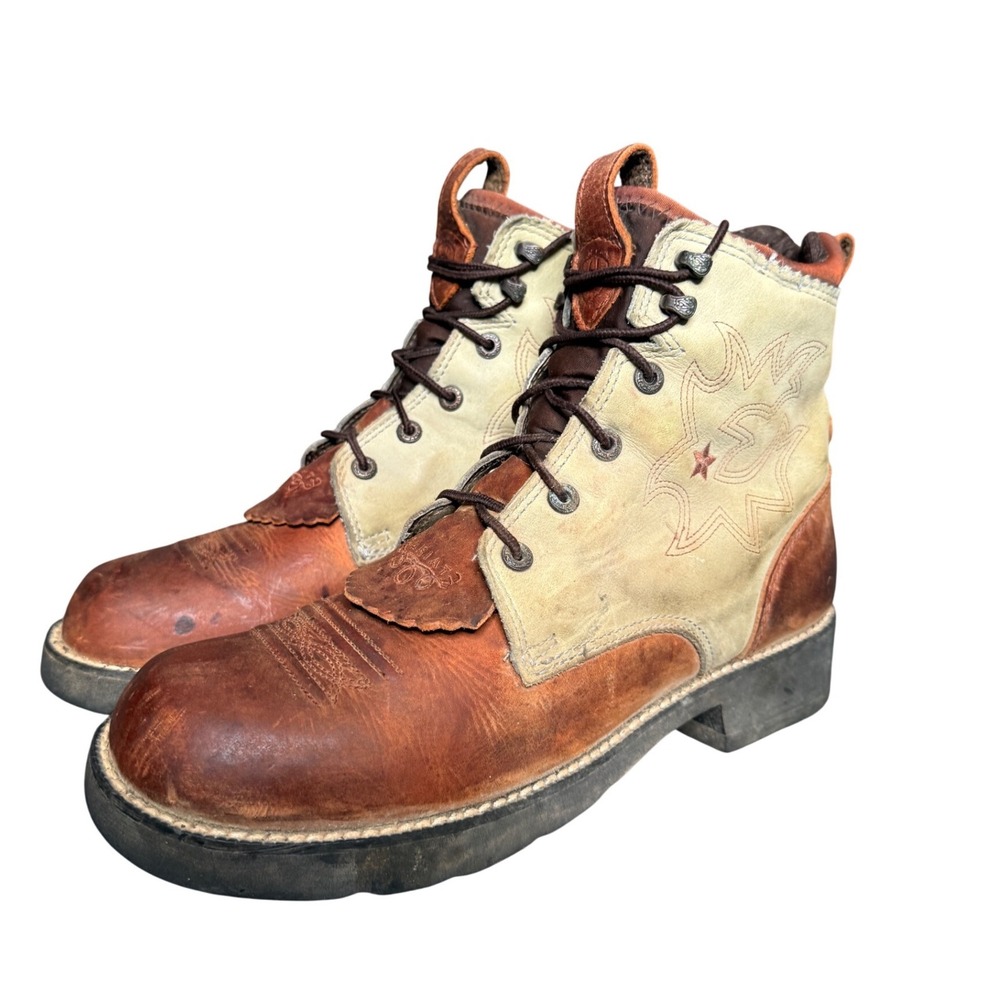 Ariat Heritage Lacer Brown Tan Leather Western Work Boots 16305 Mens 10 B